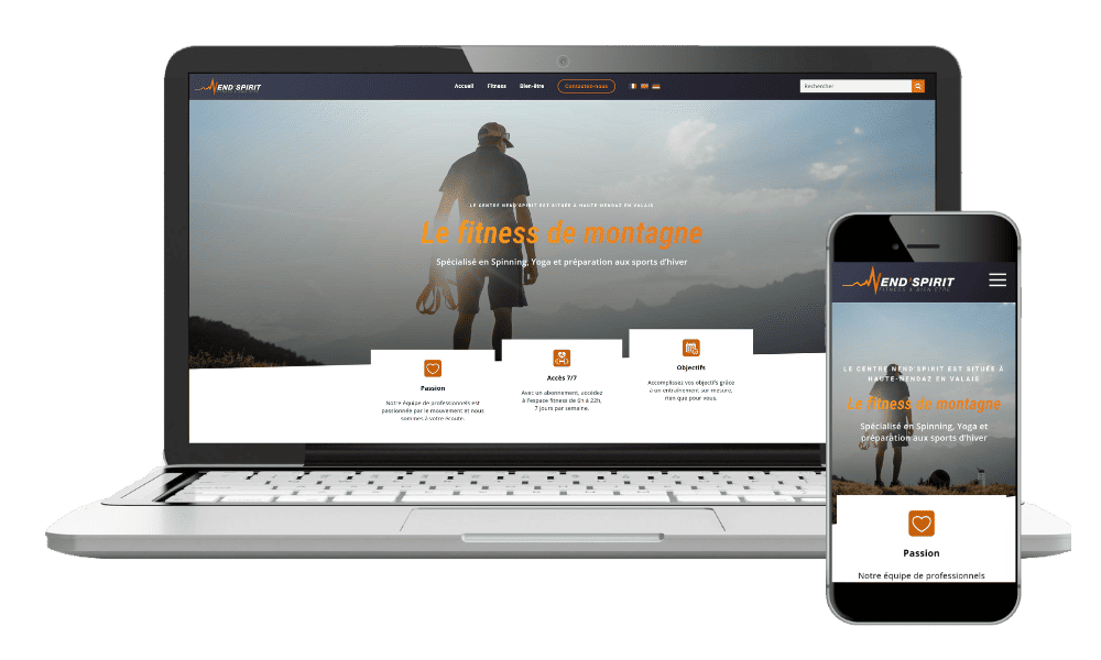 Réalisation site internet sport, pour le sport en montagne avec le fitness de Haute-Nendaz, Nend'Spirit.
