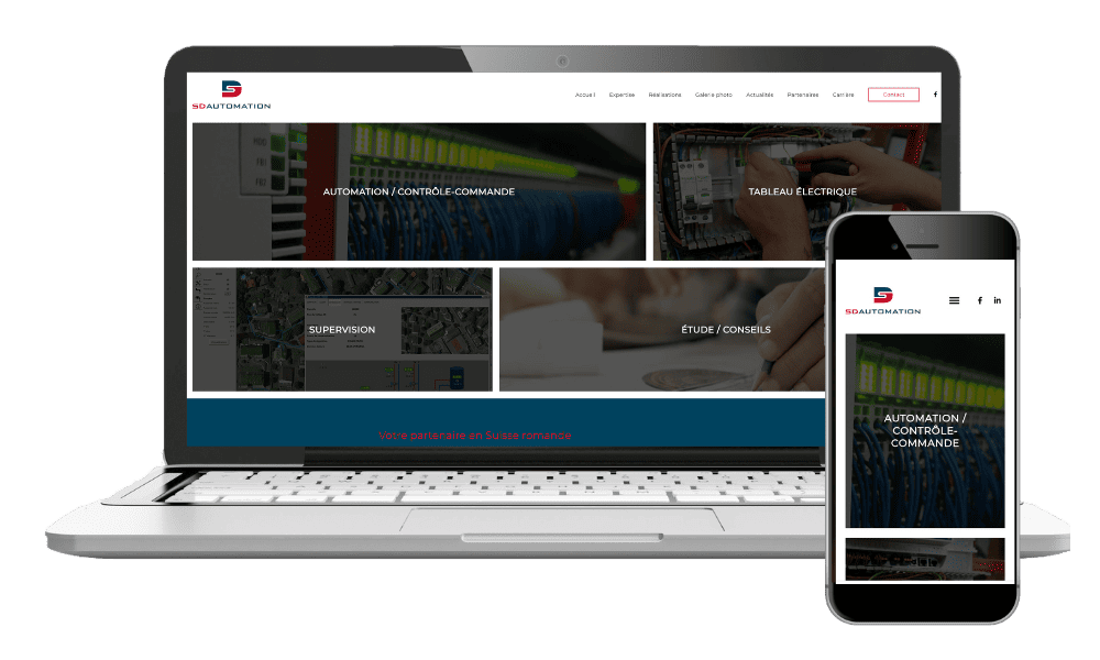 Réalisation du site web de SD automation, un site internet technique et professionel.